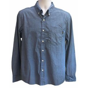 Chubbies Mens Pinstriped Button Down Chambray Blue Green Stripe Shirt Sz Medium